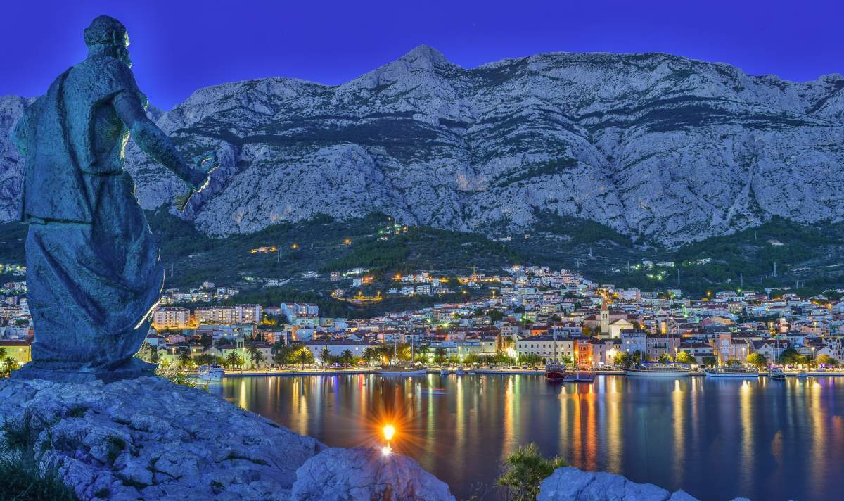 Statue of St. Peter overlooking the city Makarska